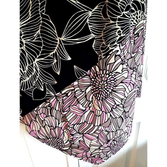 London Times Woman 14W Sleeveless Floral Multicolor A-Line Handkerchief Hem - Picture 5 of 7